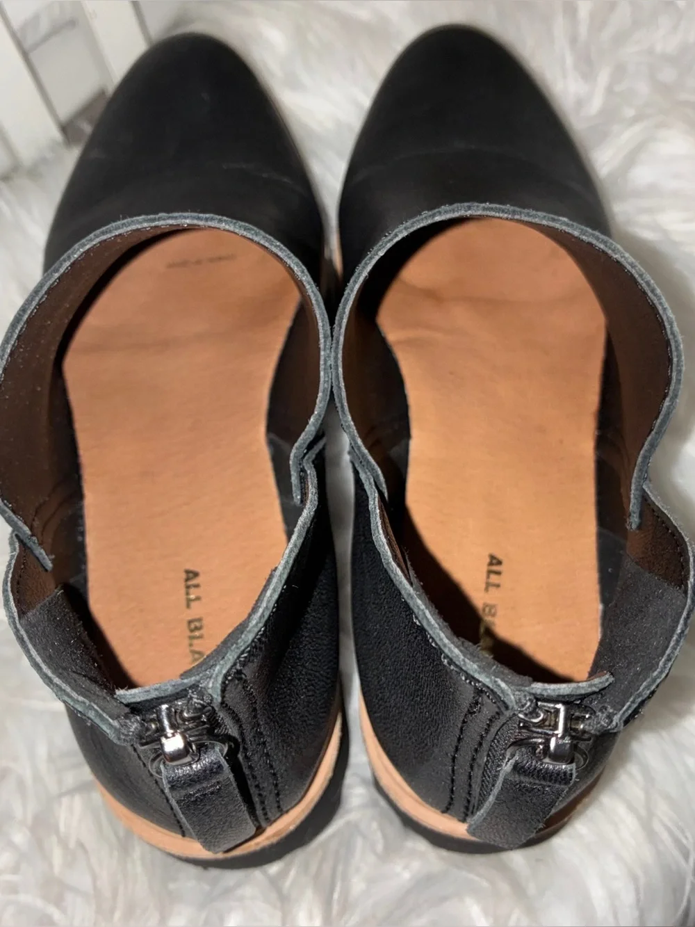 All Black‎ Womens Fur Shootie Tread Black Platform Boots Sz 39